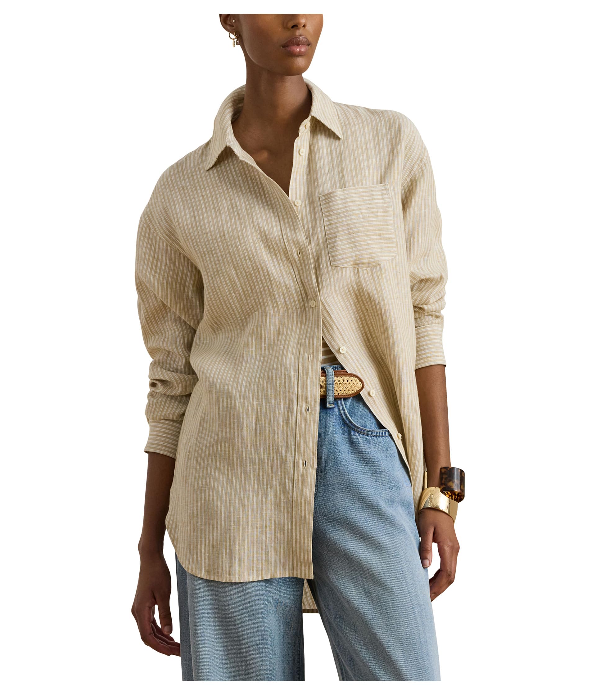 Relaxed Fit Striped Linen Shirt