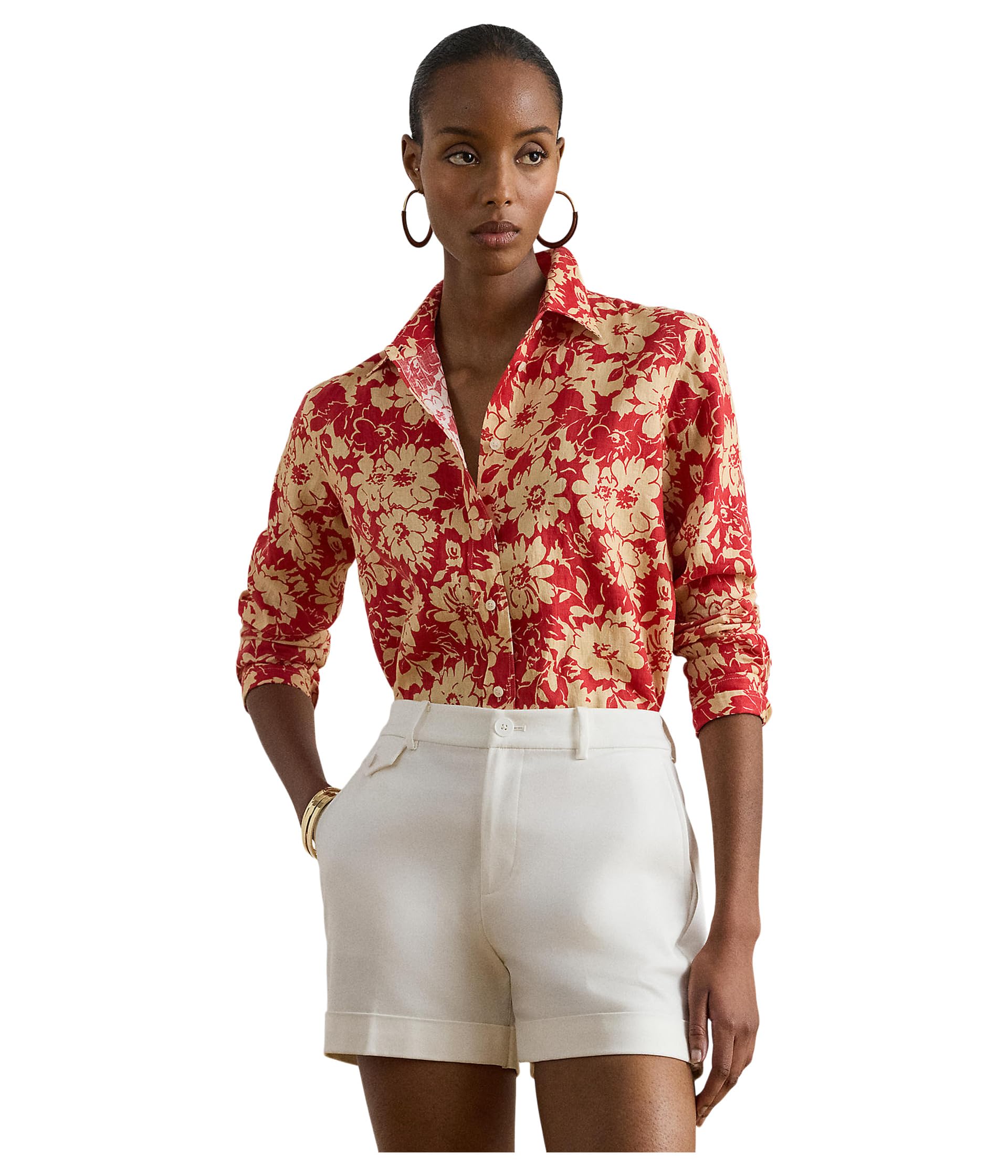 Платье из льна Petite Relaxed Fit Floral