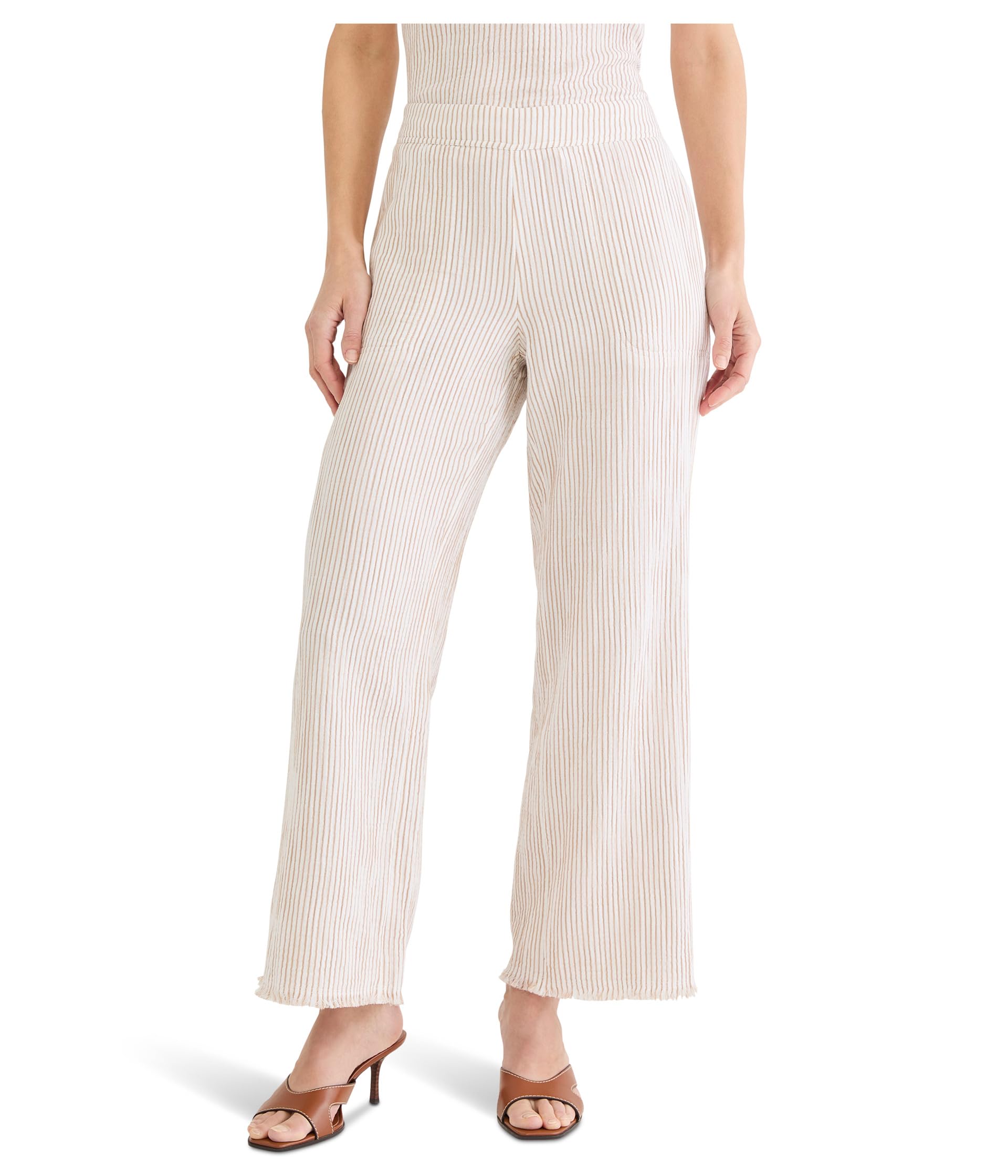 28" Pinstripe Gauze Wide Leg Pants