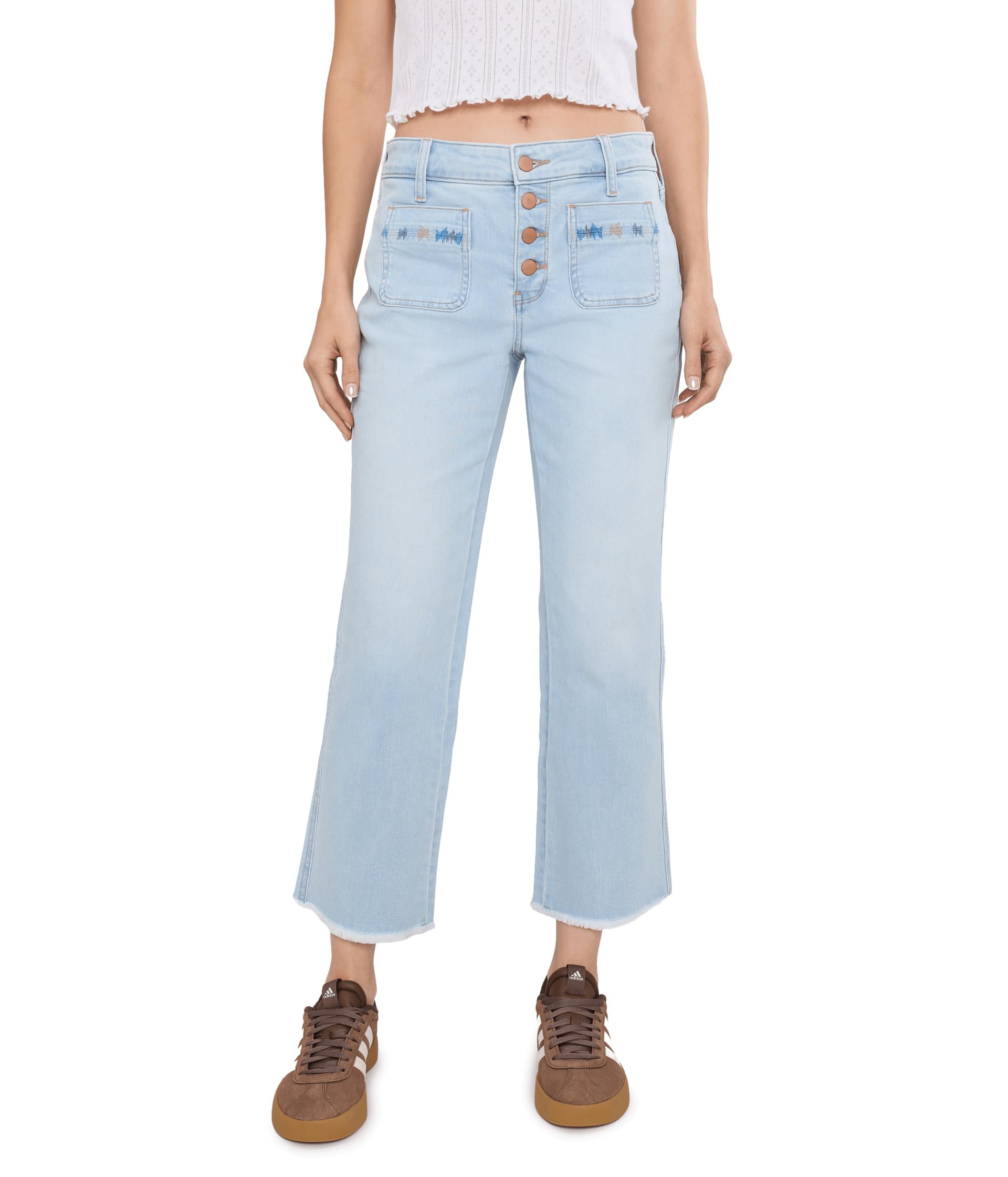 Marilyn Straight Ankle Embroidered Jeans