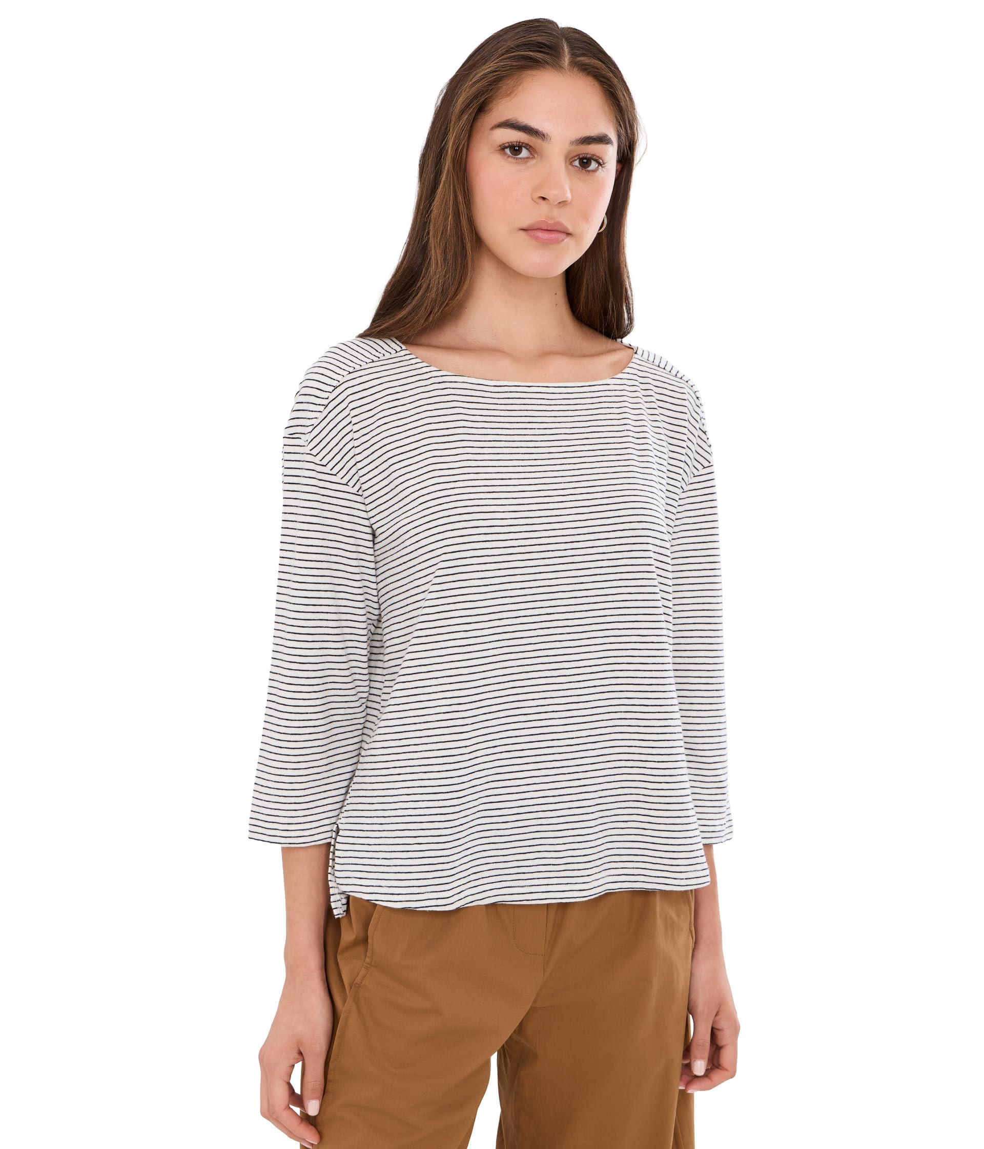 Женская футболка 3/4 Sleeve Boat Neck Tee