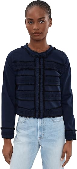Женский укороченный жакет Liverpool Los Angeles Petite Soft Touch Twill Collarless с кружевом
