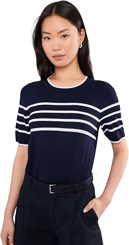 Petite Short Sleeve Crew Neck Sweater