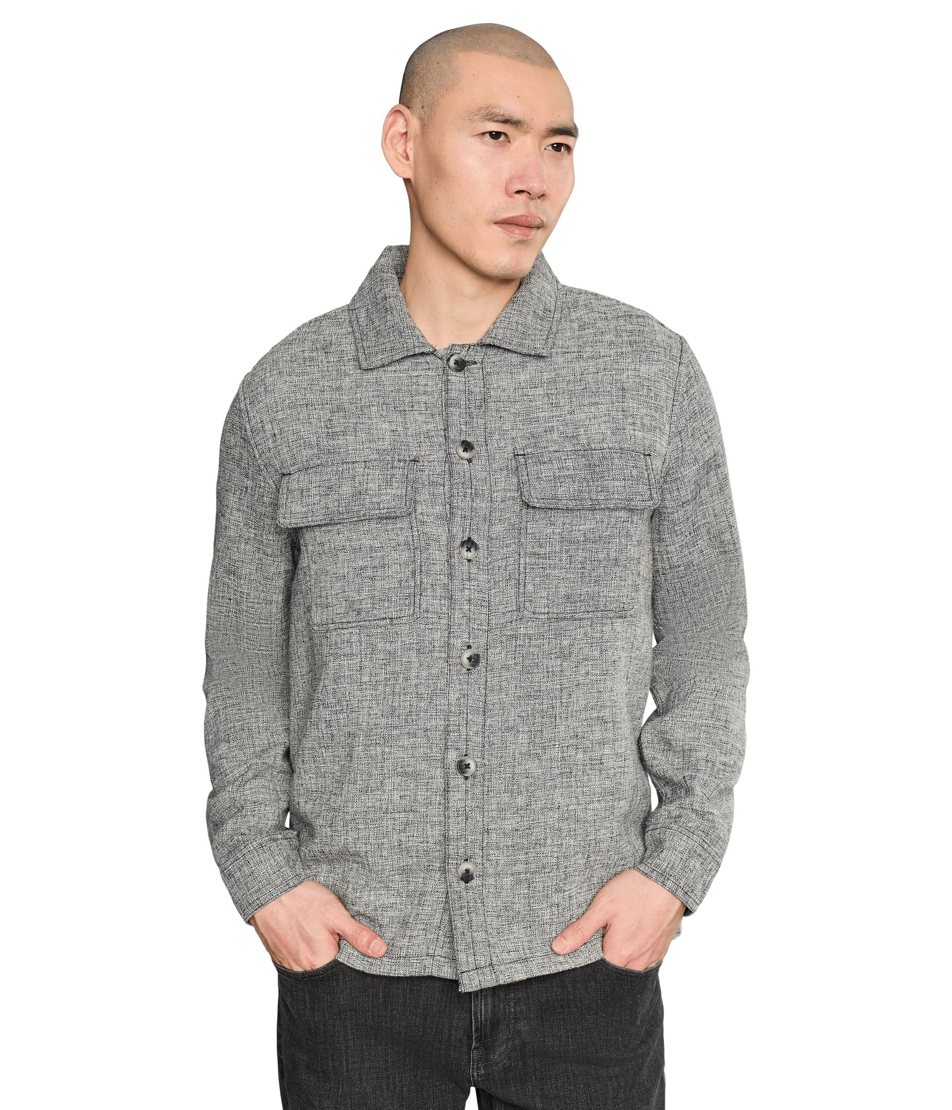 Мужская рубашка Long Sleeve Flap Pocket Collared Overshirt