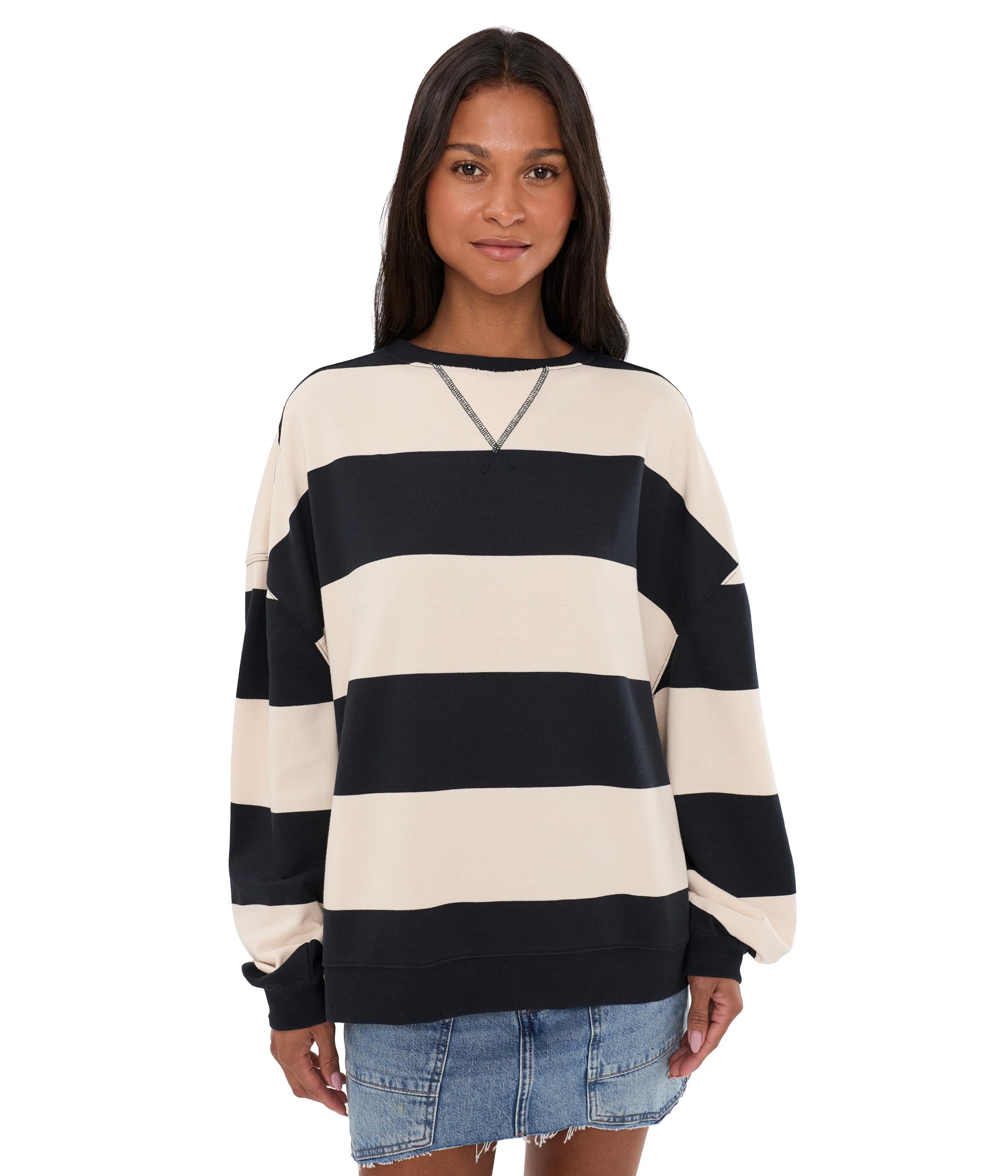 We The Free Classic Striped Oversized Crew Neck