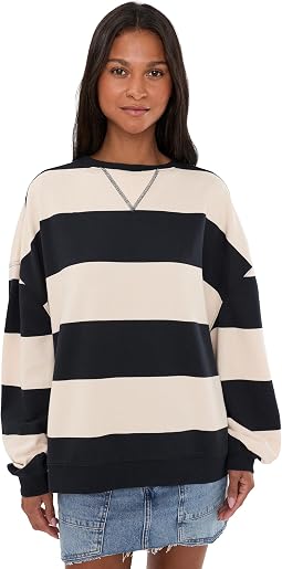 We The Free Classic Striped Oversized Crew Neck