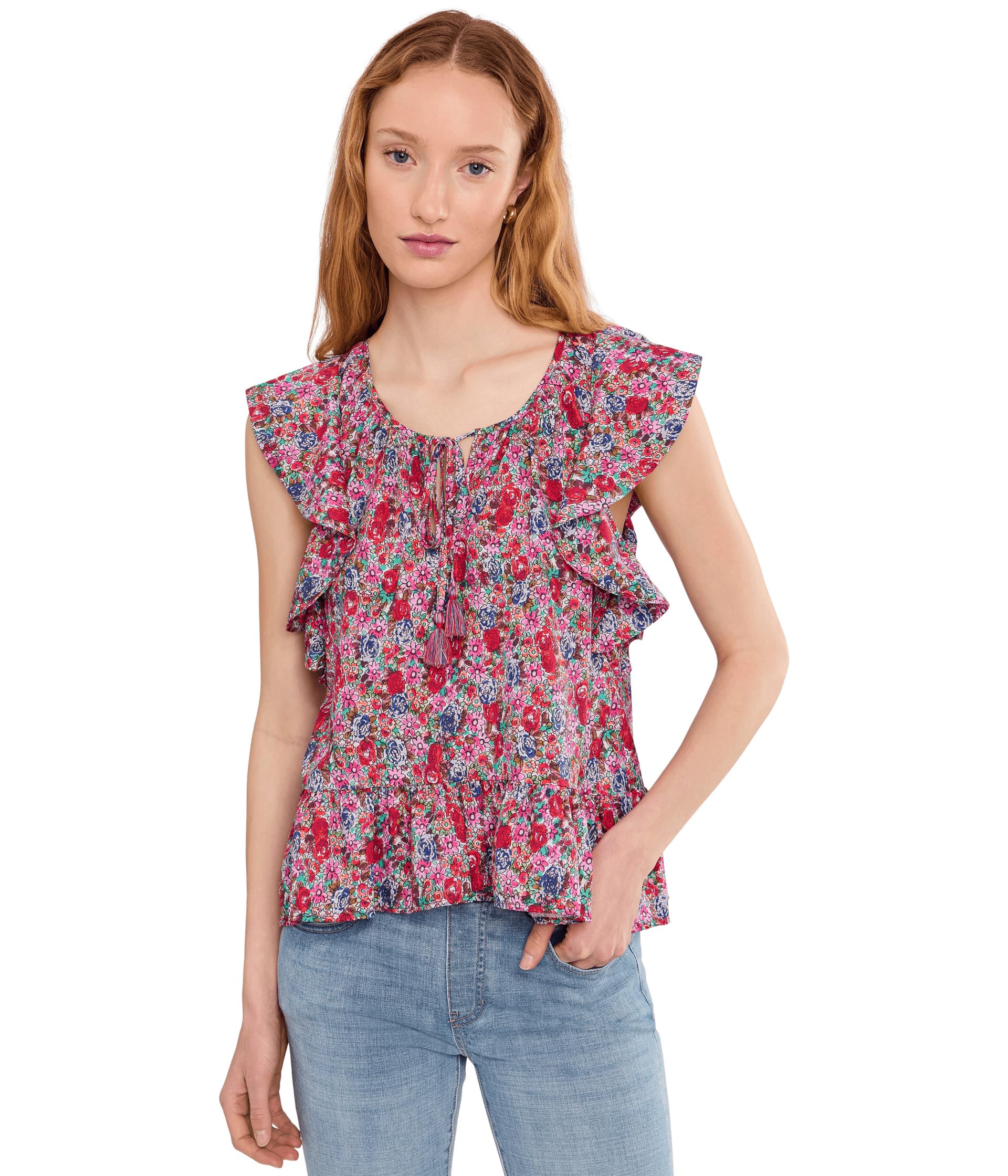 Топ Liverpool Los Angeles Petite Flutter Sleeve Peplum с завязками