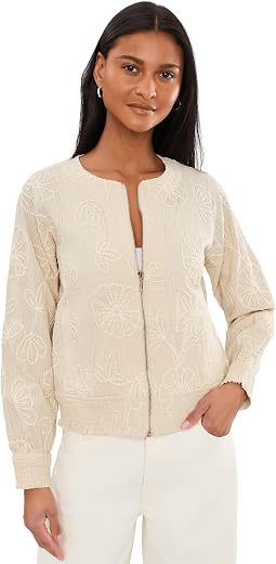 Petite Long Sleeve Collarless Jacket with Smocking