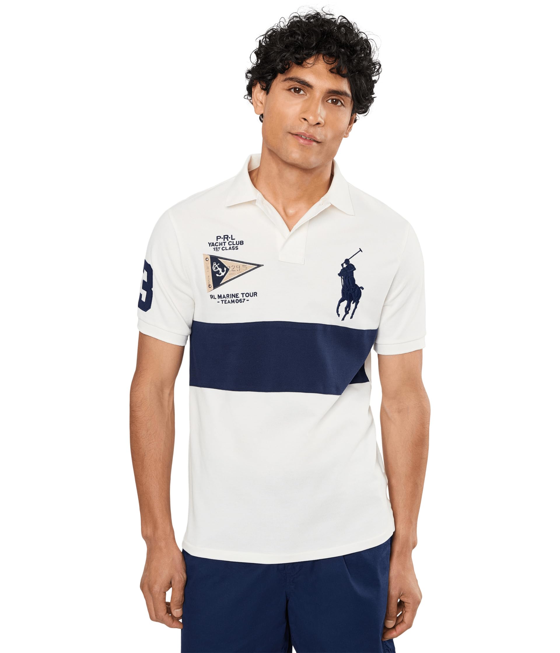 Custom Slim Fit Big Pony Mesh Polo Shirt