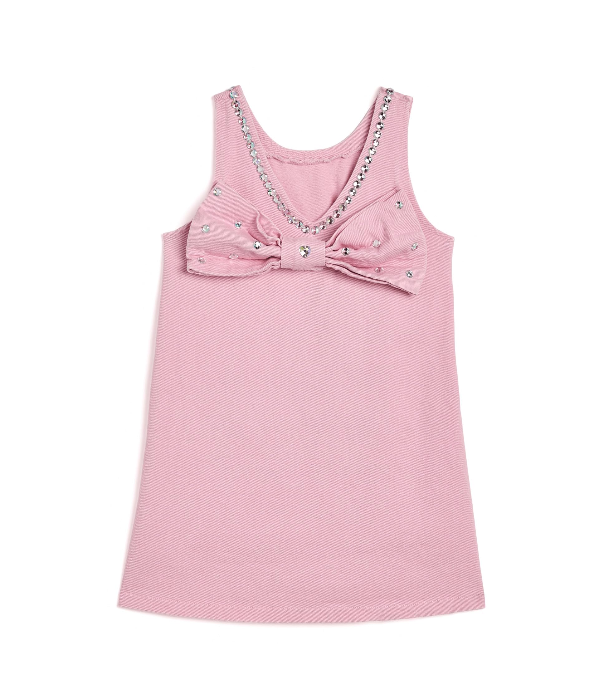 Платье с бантом Pink Crystal Heart Denim Bow (Детский)