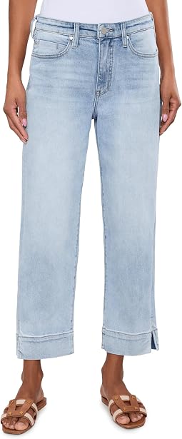 Kennedy Mid-Rise Crop Straight Jeans с широким низом и разрезом, 26.5in Inseam