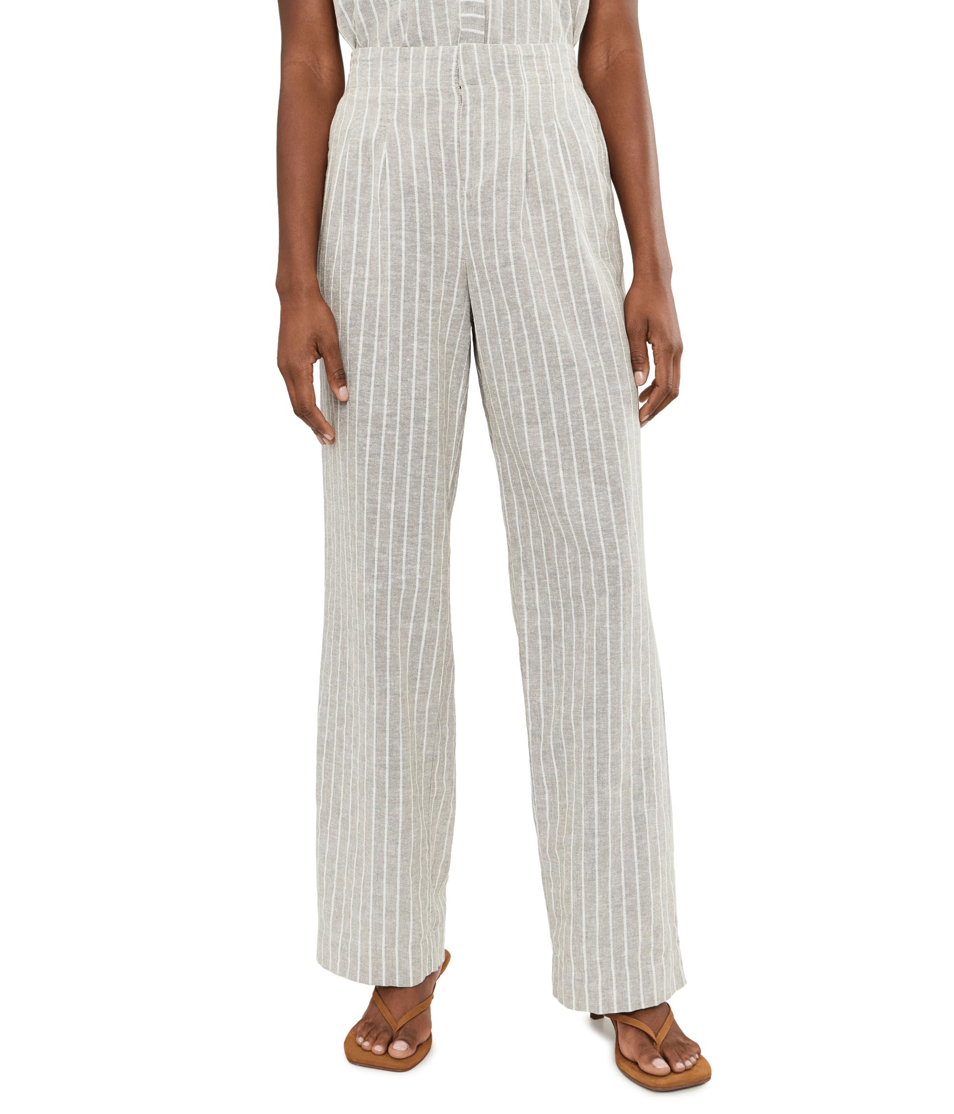 Lenox Wide Leg Striped Linen Pants