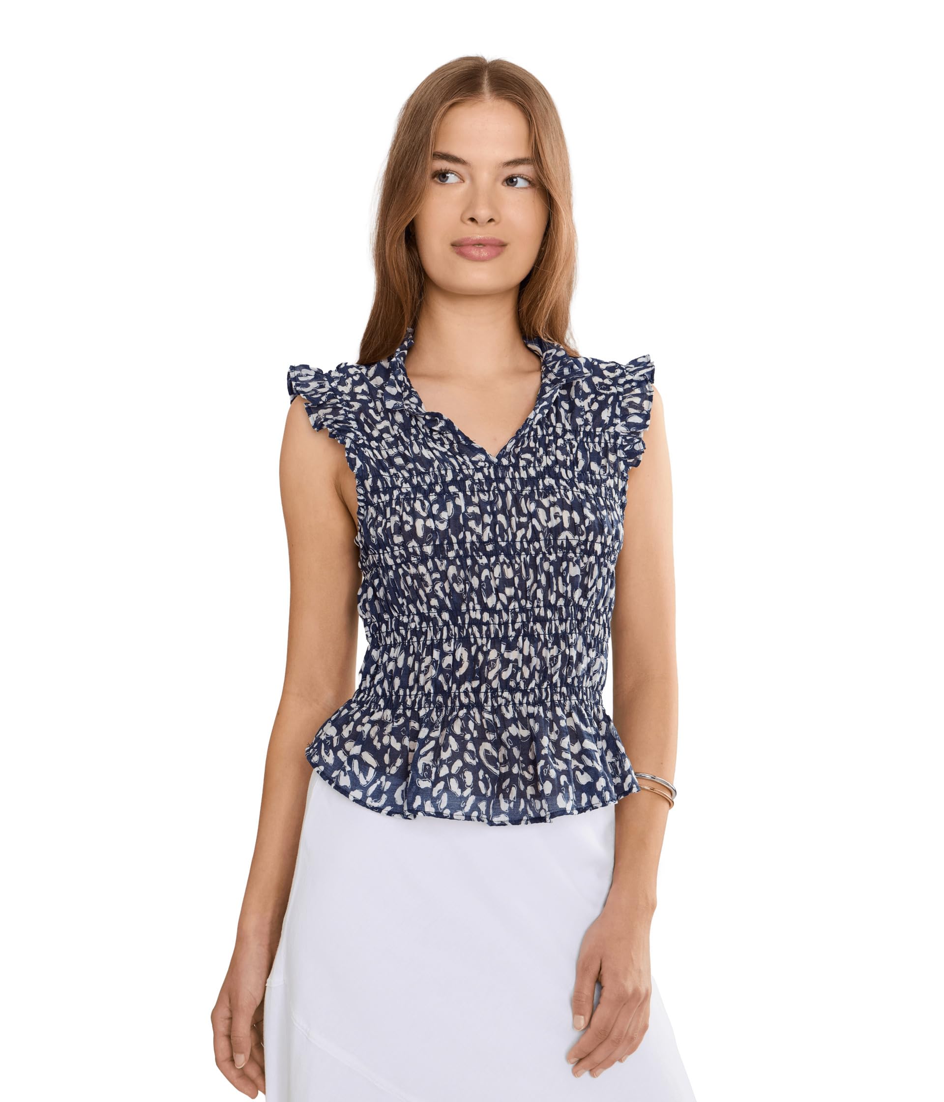 Женский топ Petite Leopard Sketch Smocked