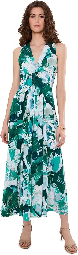 Sleeveless Matte Jersey Floral Maxi