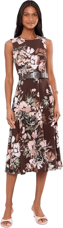 Женское платье Scuba Crepe Floral Belted A-Line Calvin Klein