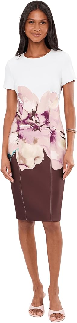 Женское платье с коротким рукавом Floral Scuba Sheath