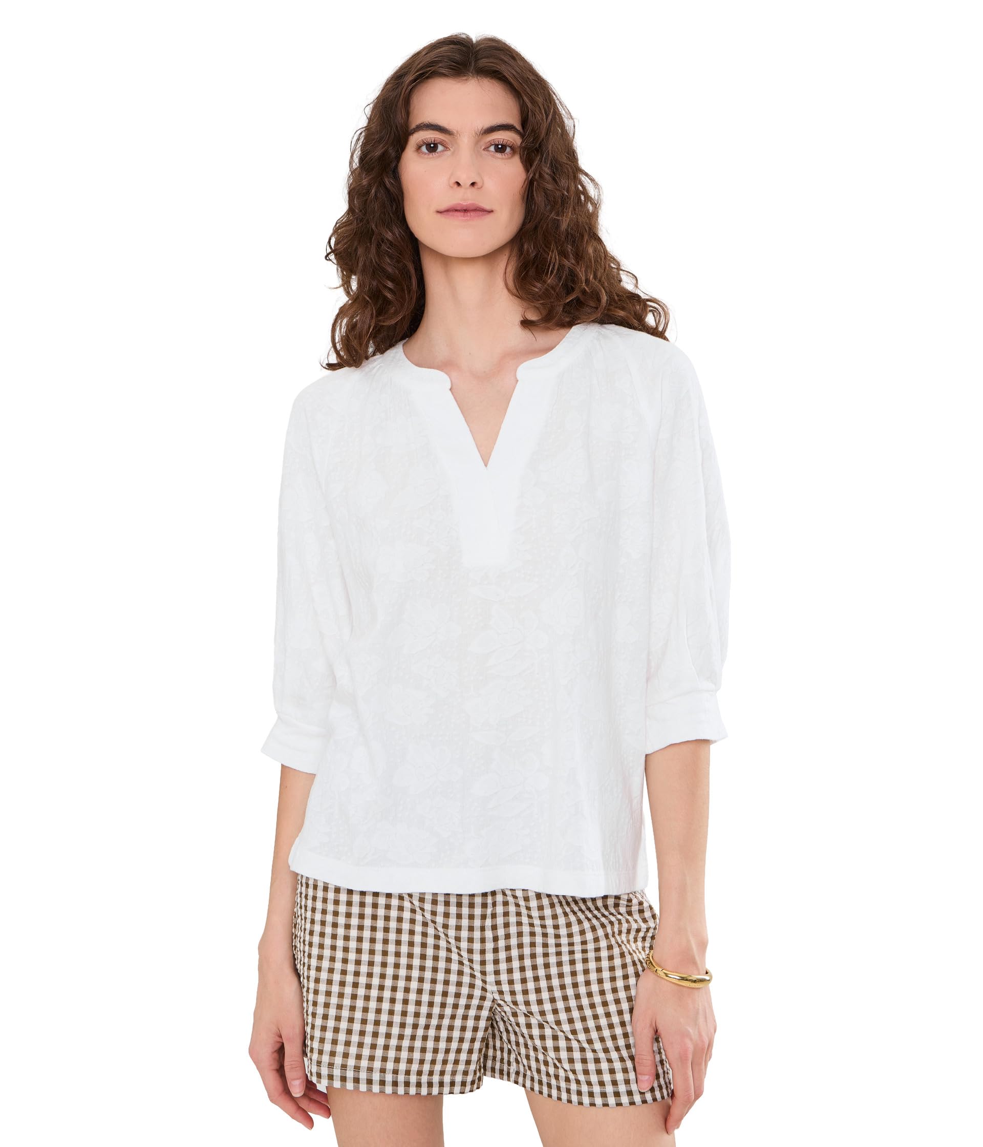 NZT Lace Knit Split Neck Top