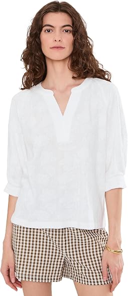 NZT Lace Knit Split Neck Top