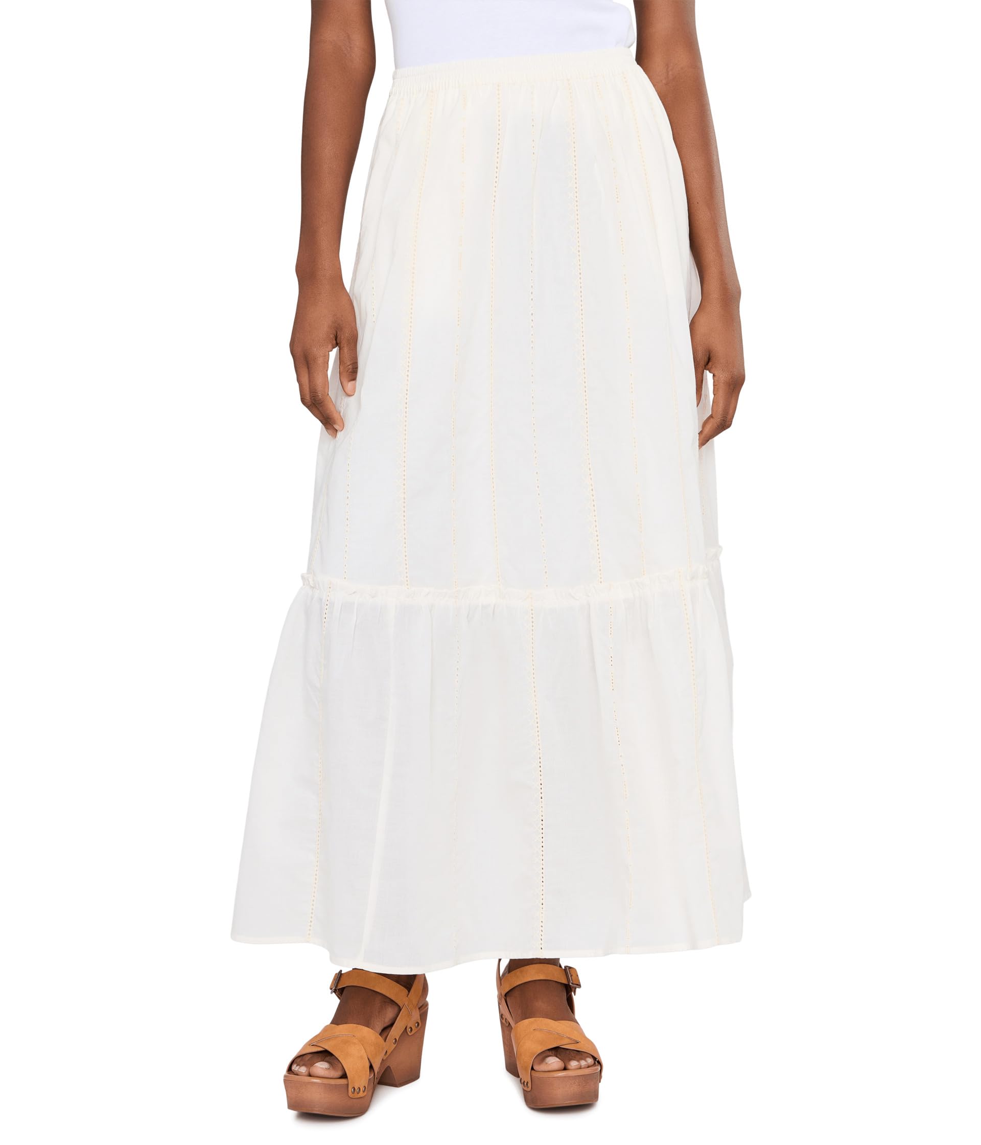 Tiered Woven Pull-on Lined Maxi Skirt