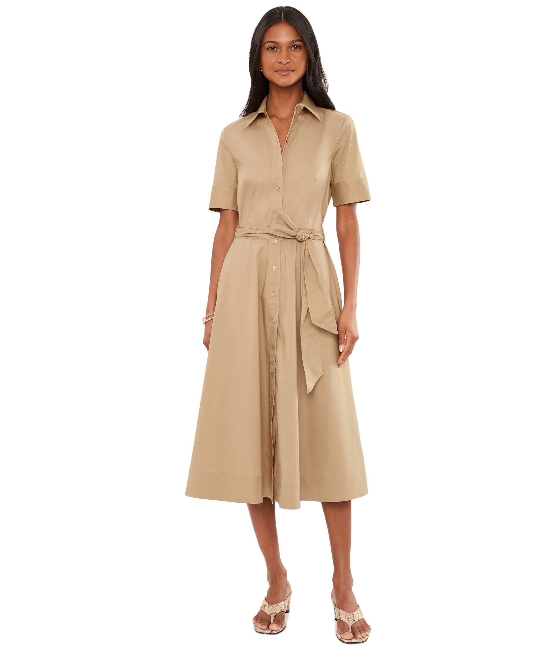 Belted Stretch-Cotton-Blend Shirtdress