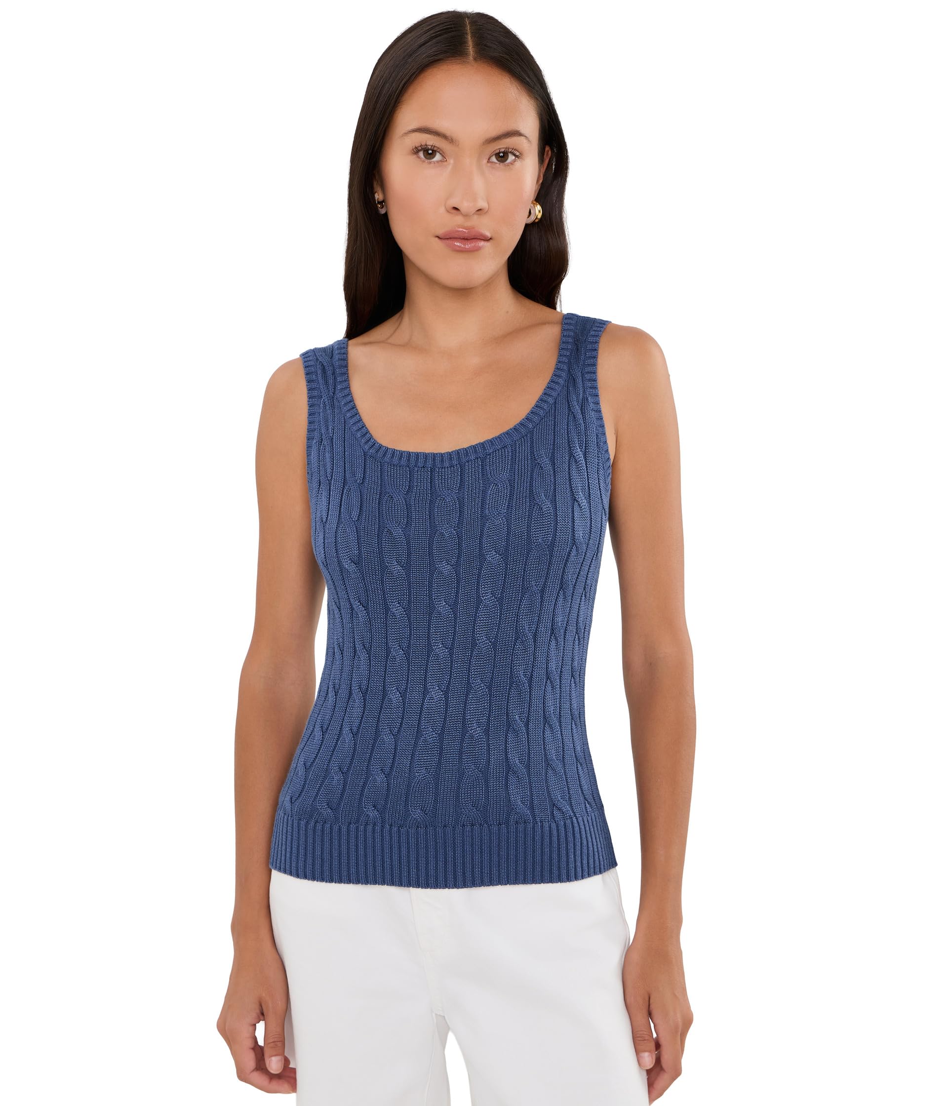 Petite Cable Cotton-Blend Sleeveless Sweater