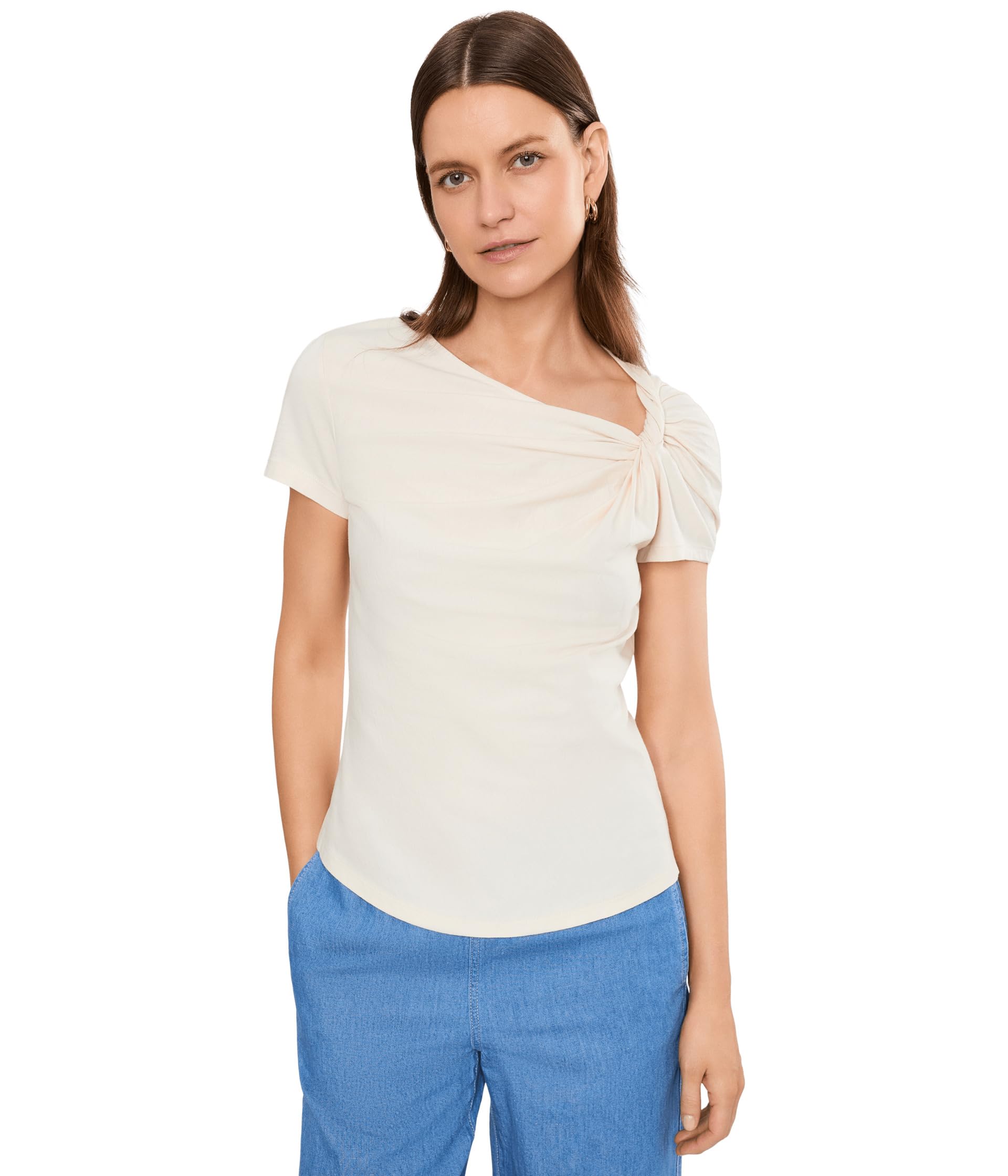 Twist-Neck Cotton Jersey Tee