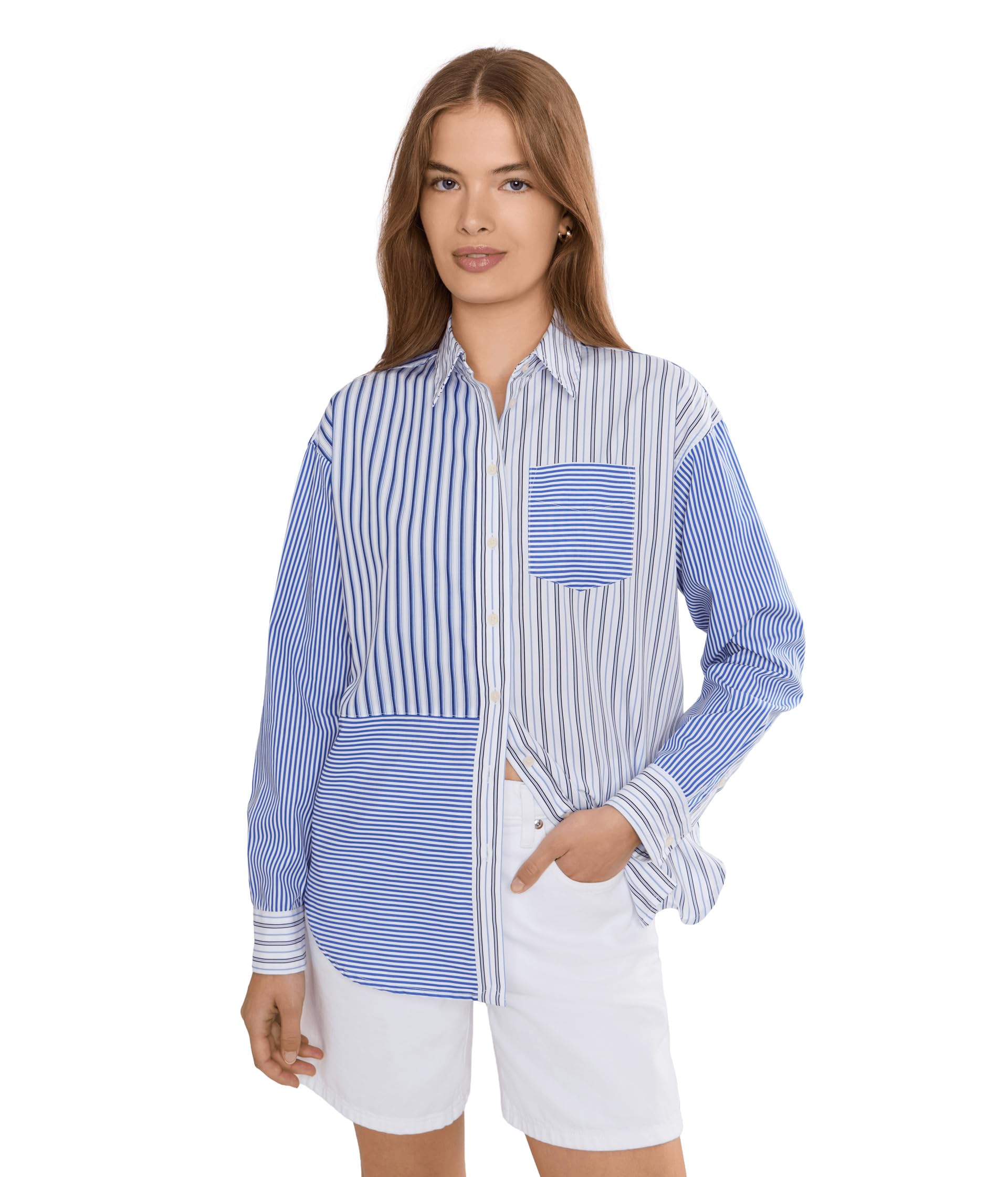 Petite Relaxed Fit Striped Broadcloth Shirt