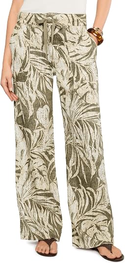 Женские льняные брюки с принтом Palm-Frond Wide-Leg