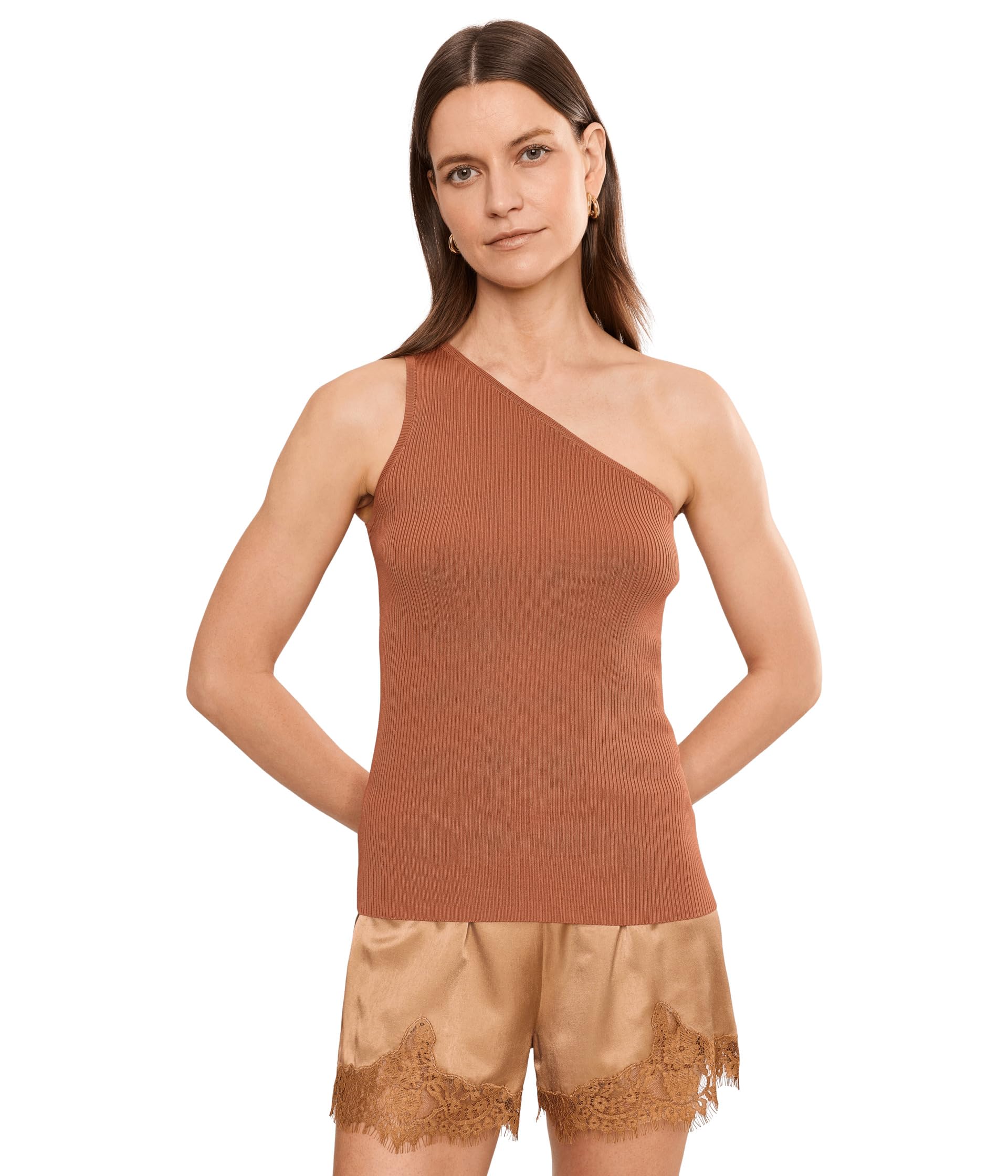 Rib-Knit One-Shoulder Sweater