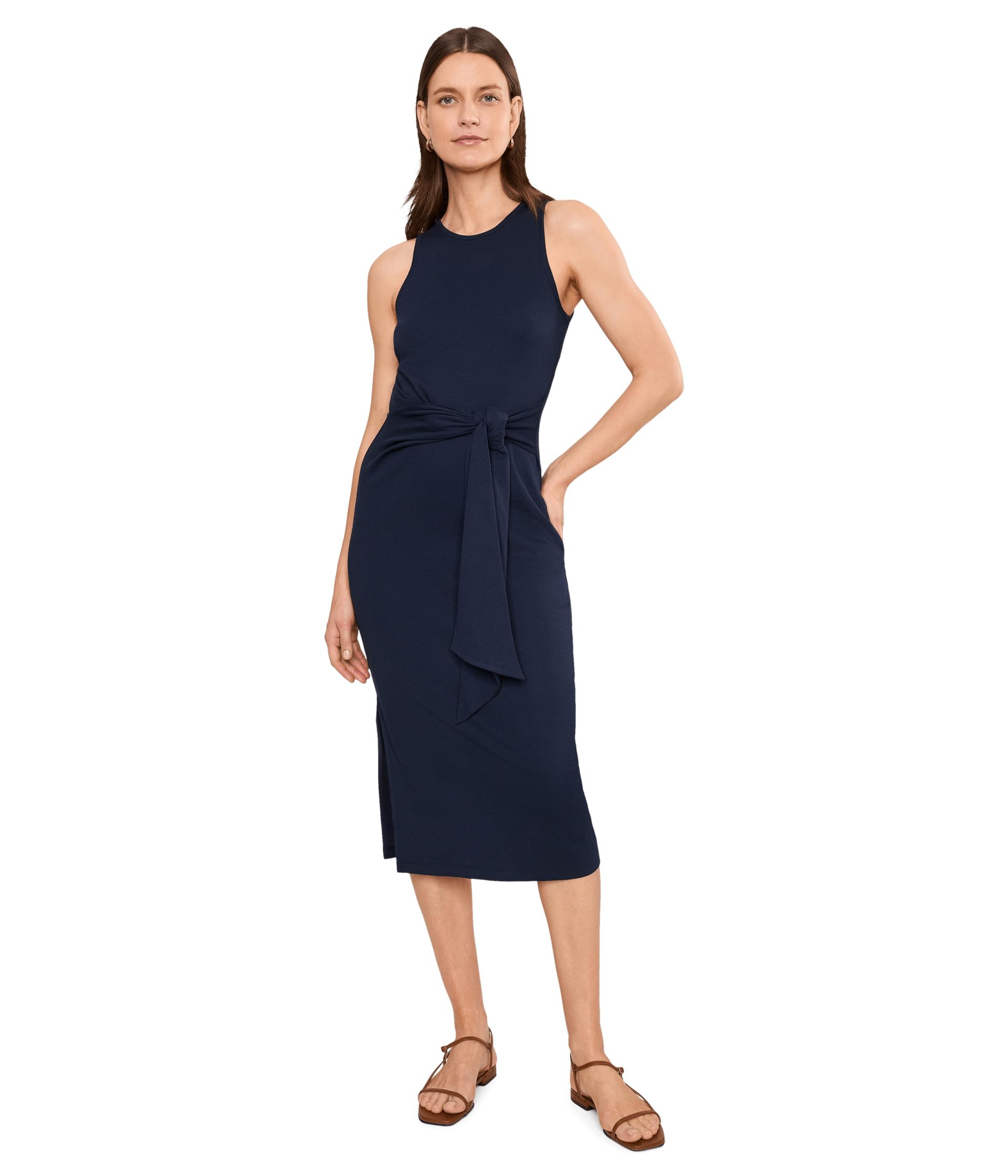 Cotton-Blend Tie-Front Sleeveless Dress