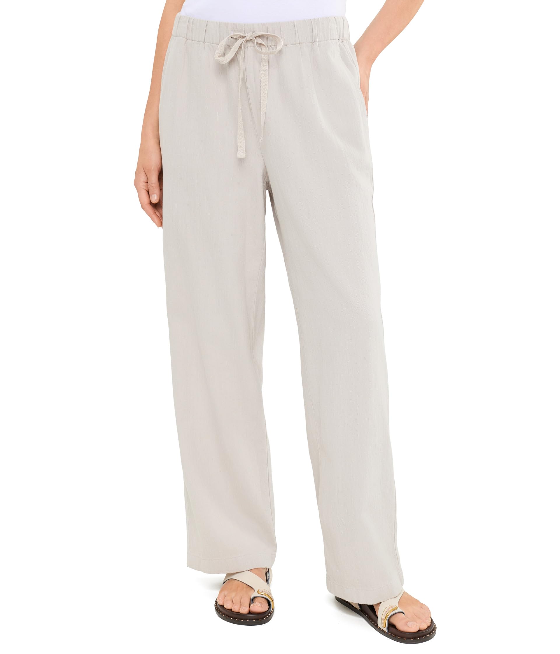 Slubby Organic Cotton Linen Straight Full-Length Pants
