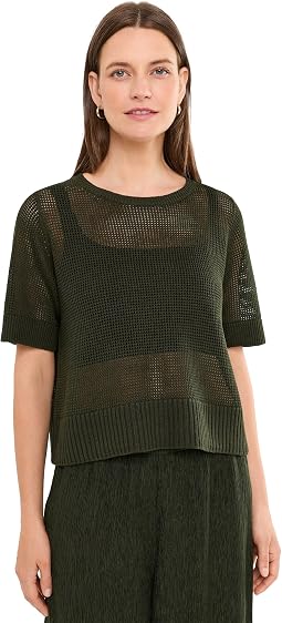Organic Linen Cotton Round Neck Short Sleeve Sweater