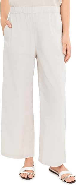 Stretch Organic Cotton Poplin Ankle Wide Pants