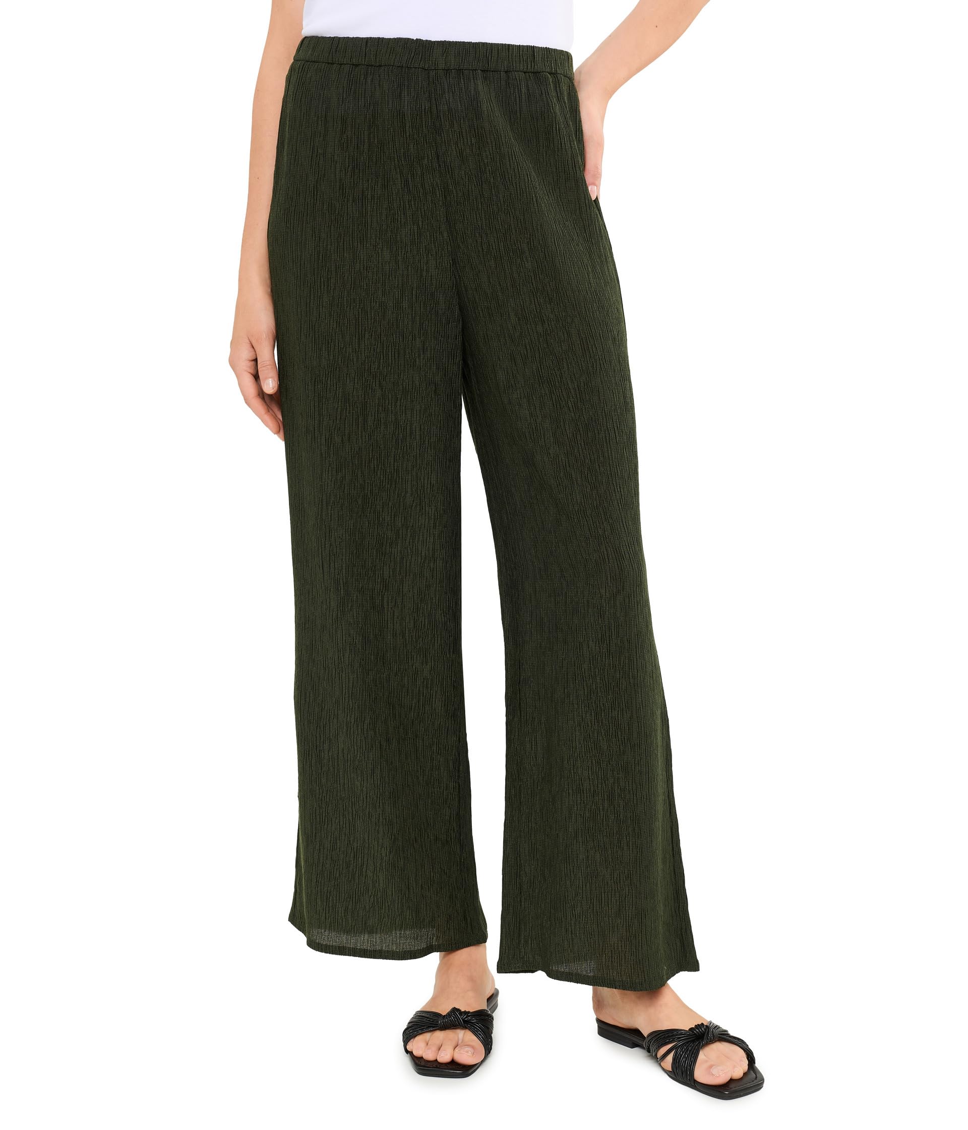 Woven Plisse Wide Ankle Pants