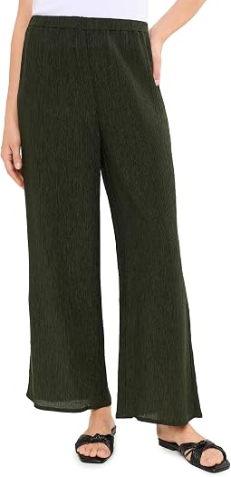 Woven Plisse Wide Ankle Pants