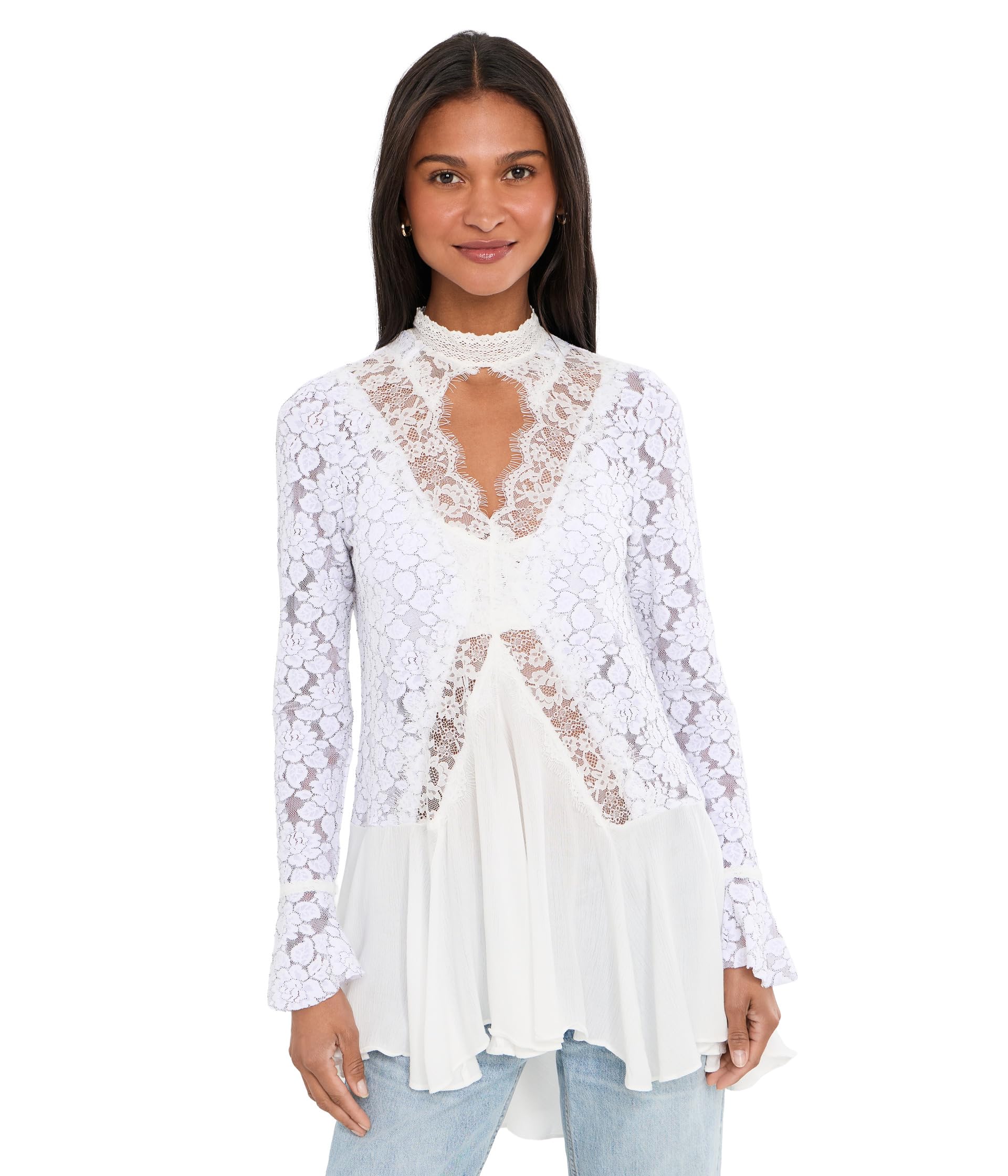 Free People туника с кружевом First Crush