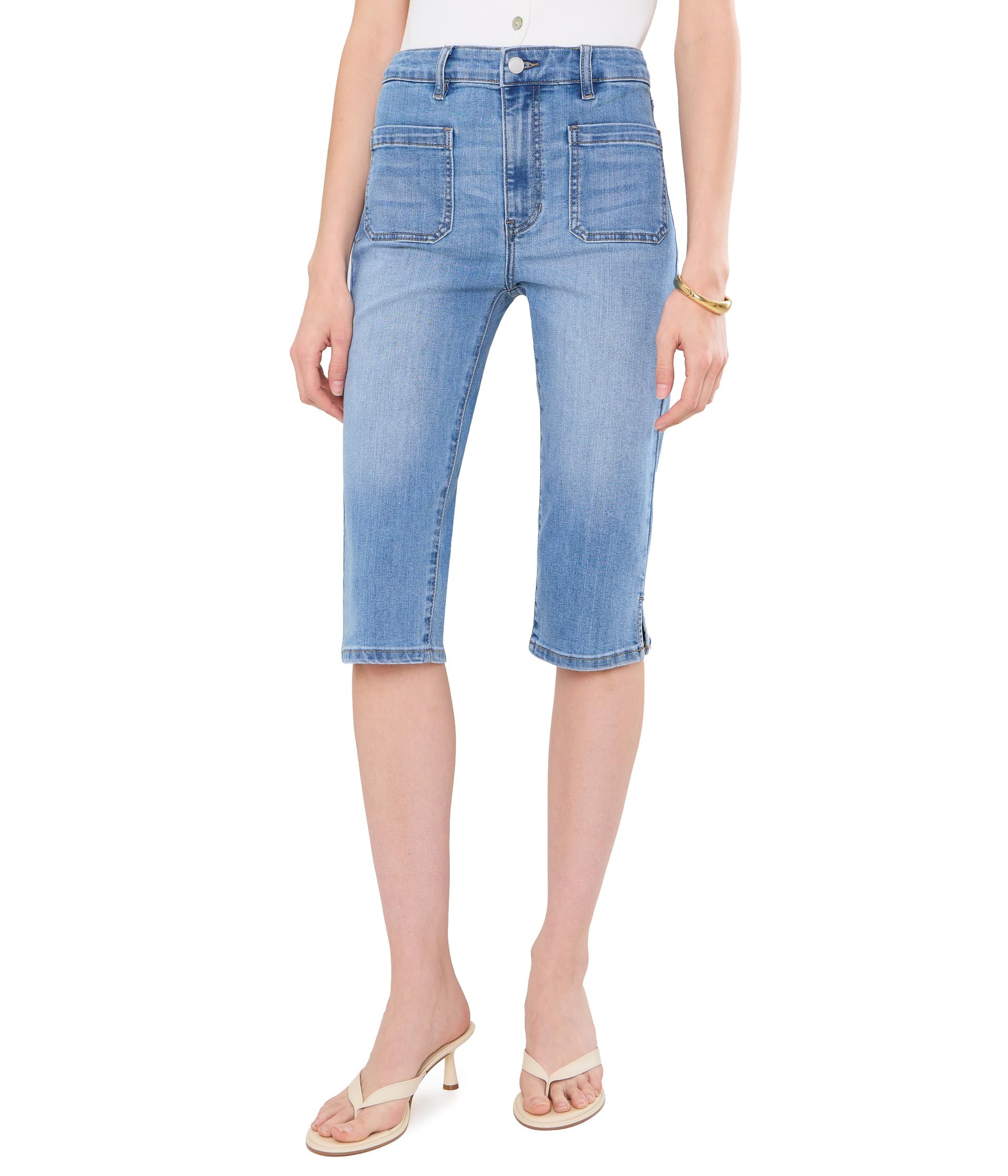 Mid-Rise Denim Capri with Patch Pockets 19" Inseam