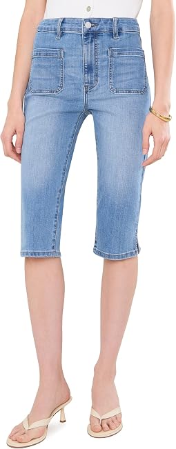 Mid-Rise Denim Capri with Patch Pockets 19" Inseam