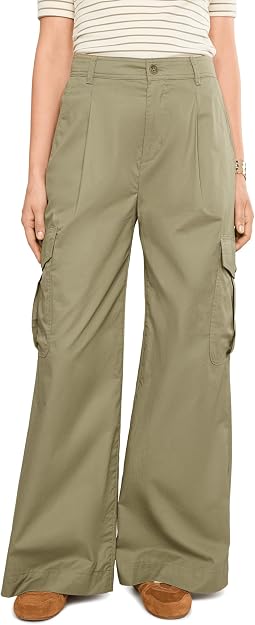 Pleated Cotton Twill Wide-Leg Cargo Pants