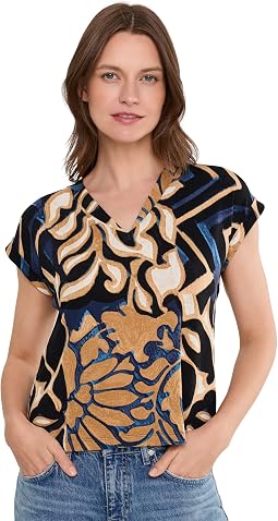 Deco Blooms Cap Sleeve Tee