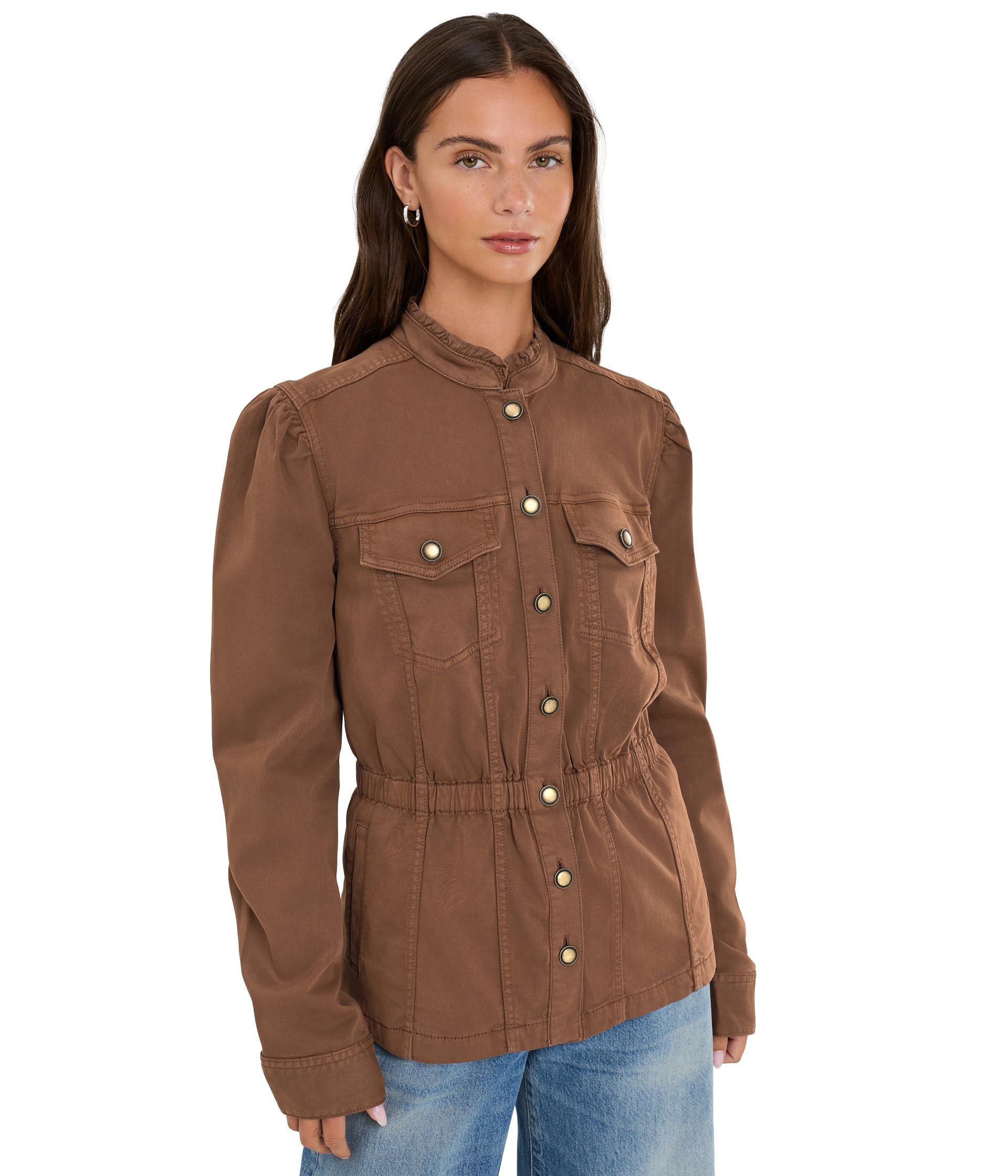 Puff Sleeve Trucker Jacket w/ Ruffle Collar