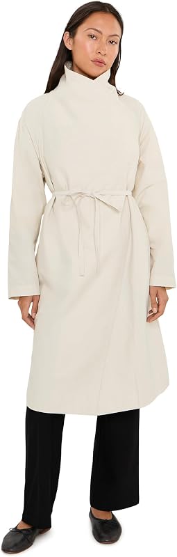 Пальто Eileen Fisher из легкого хлопка и нейлона с высоким драпированным воротом, Petite
