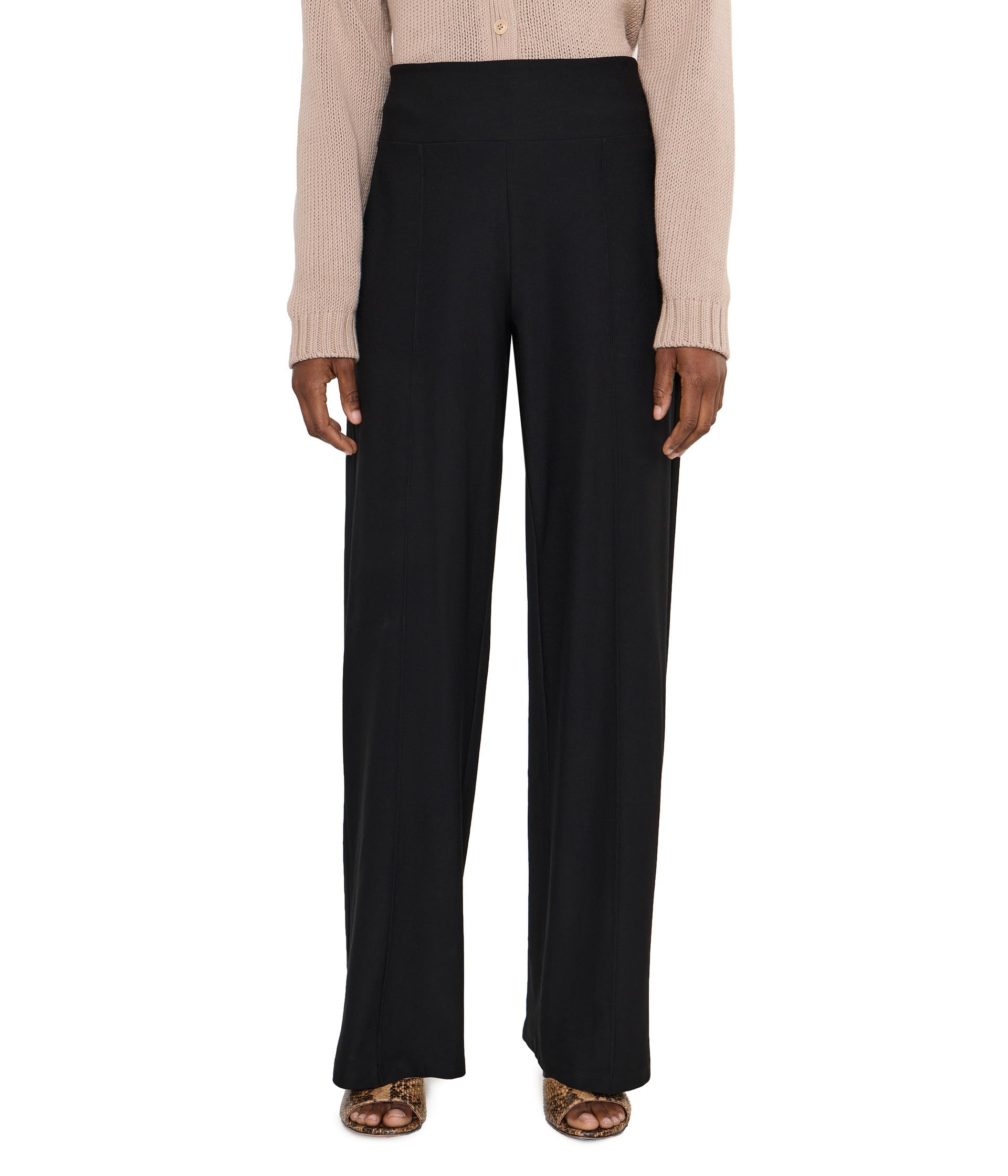 Washable Stretch Crepe High-Waisted Pants