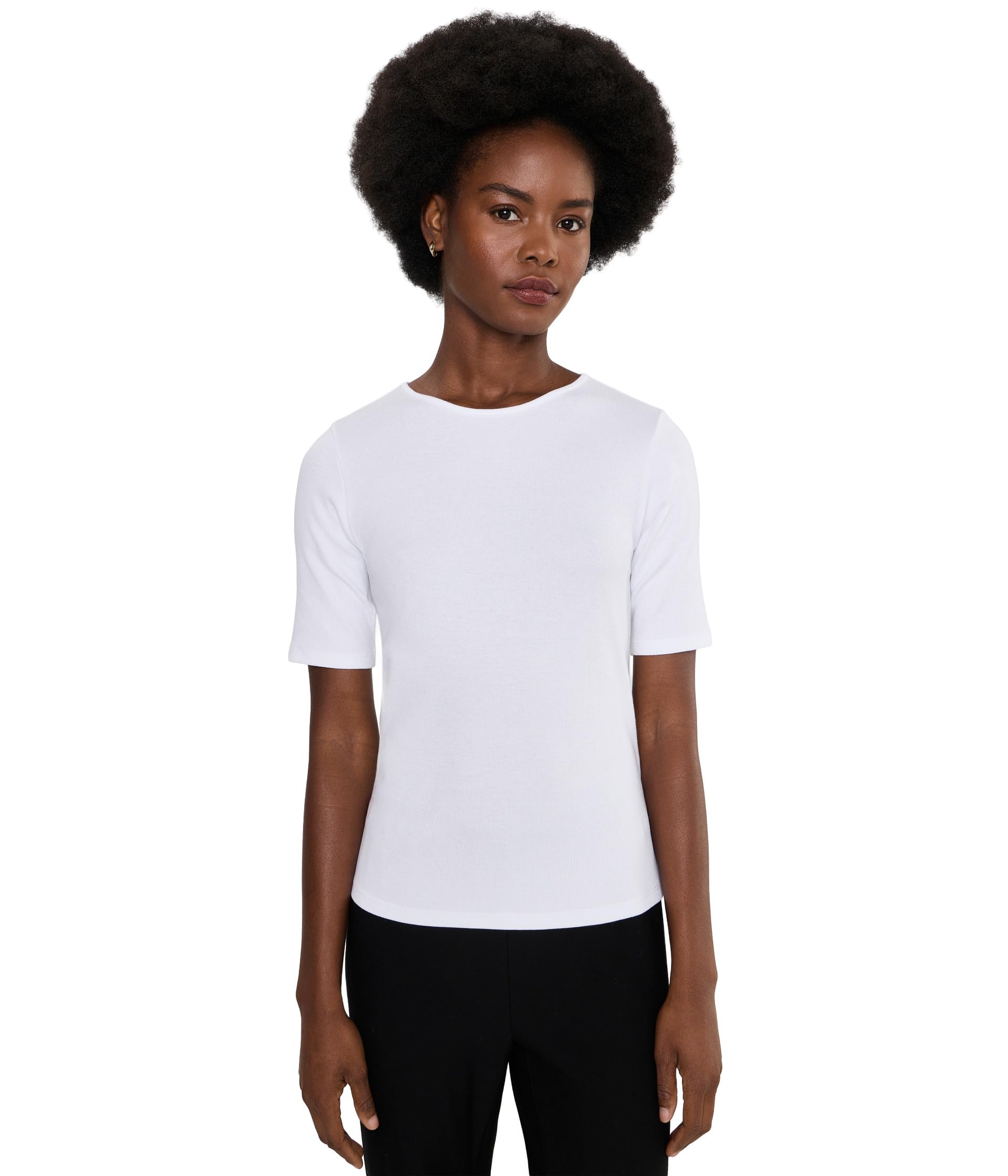 Organic Cotton Stretch Rib Crew Neck Top