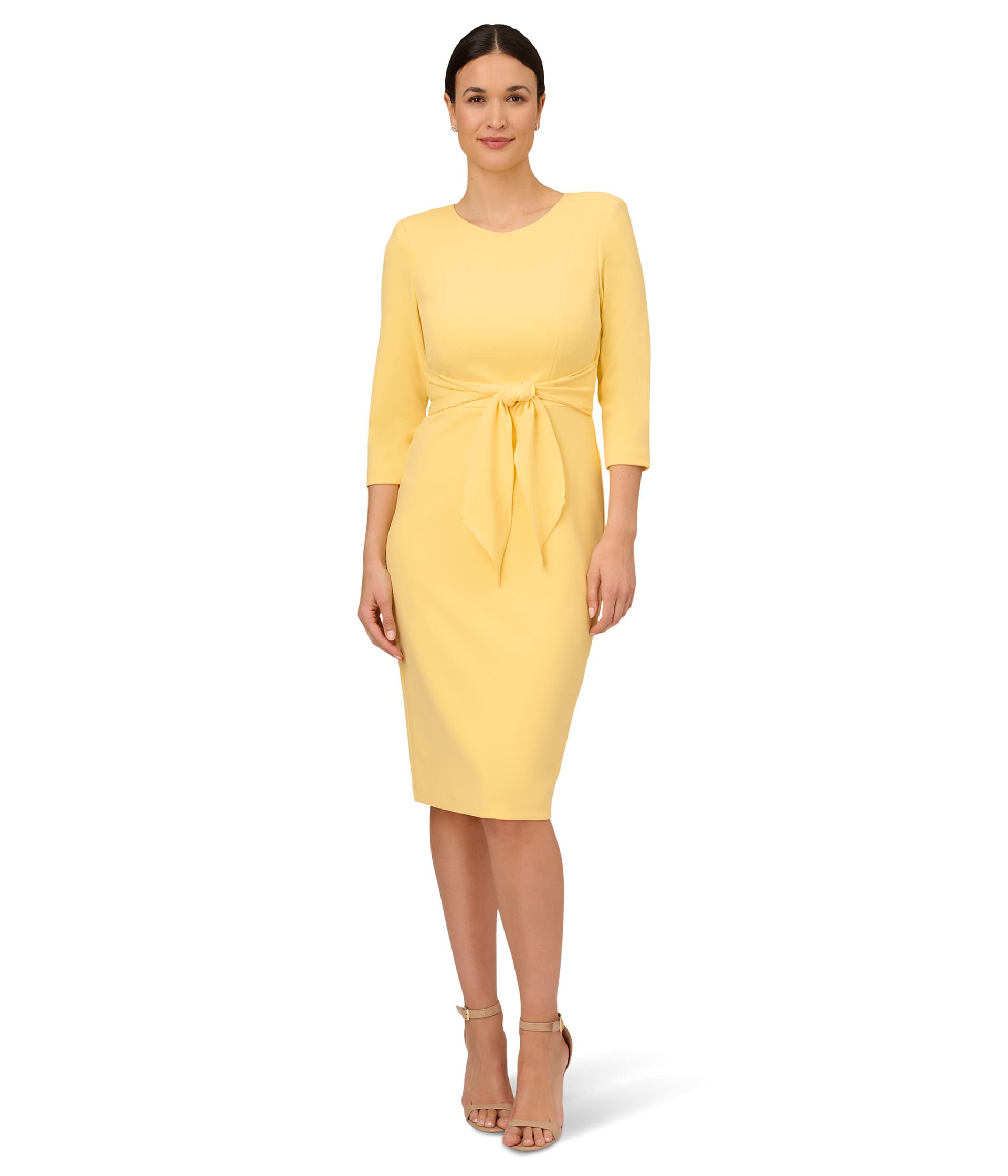 Knit Crepe Tie Waist Sheath Dress