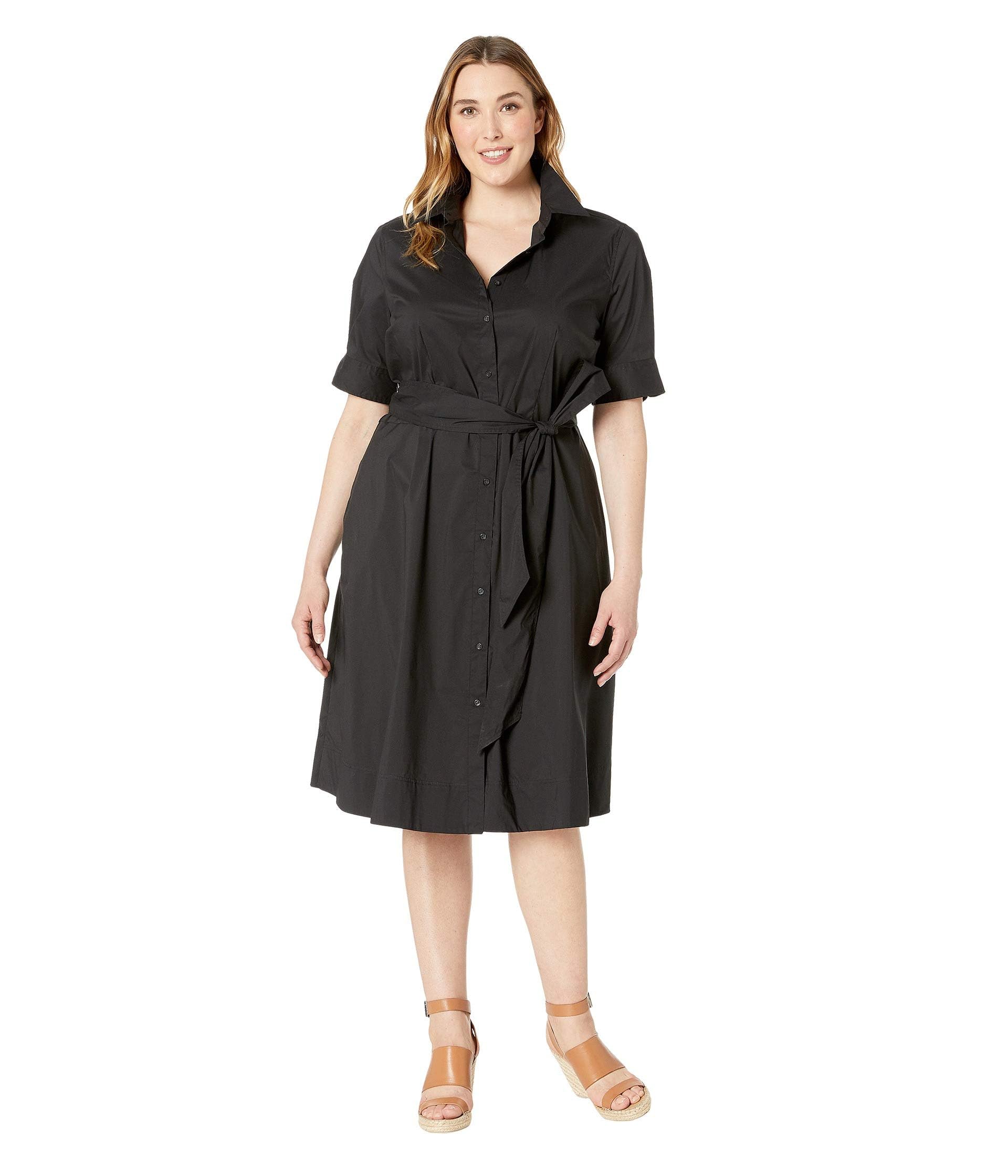 Plus-Size Cotton-Blend Shirtdress