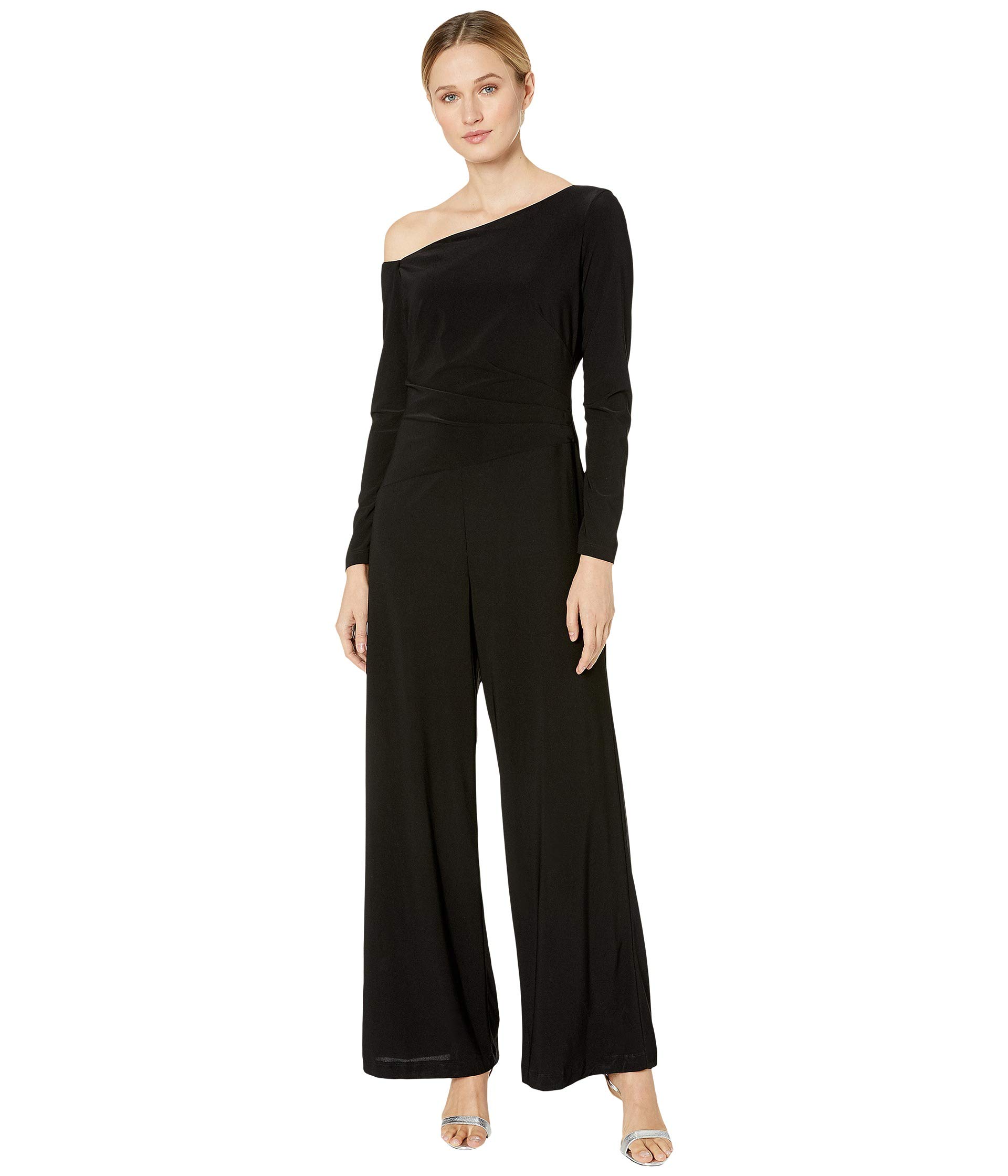 Long Sleeve Boat Neck Wide Leg Jumpsuit