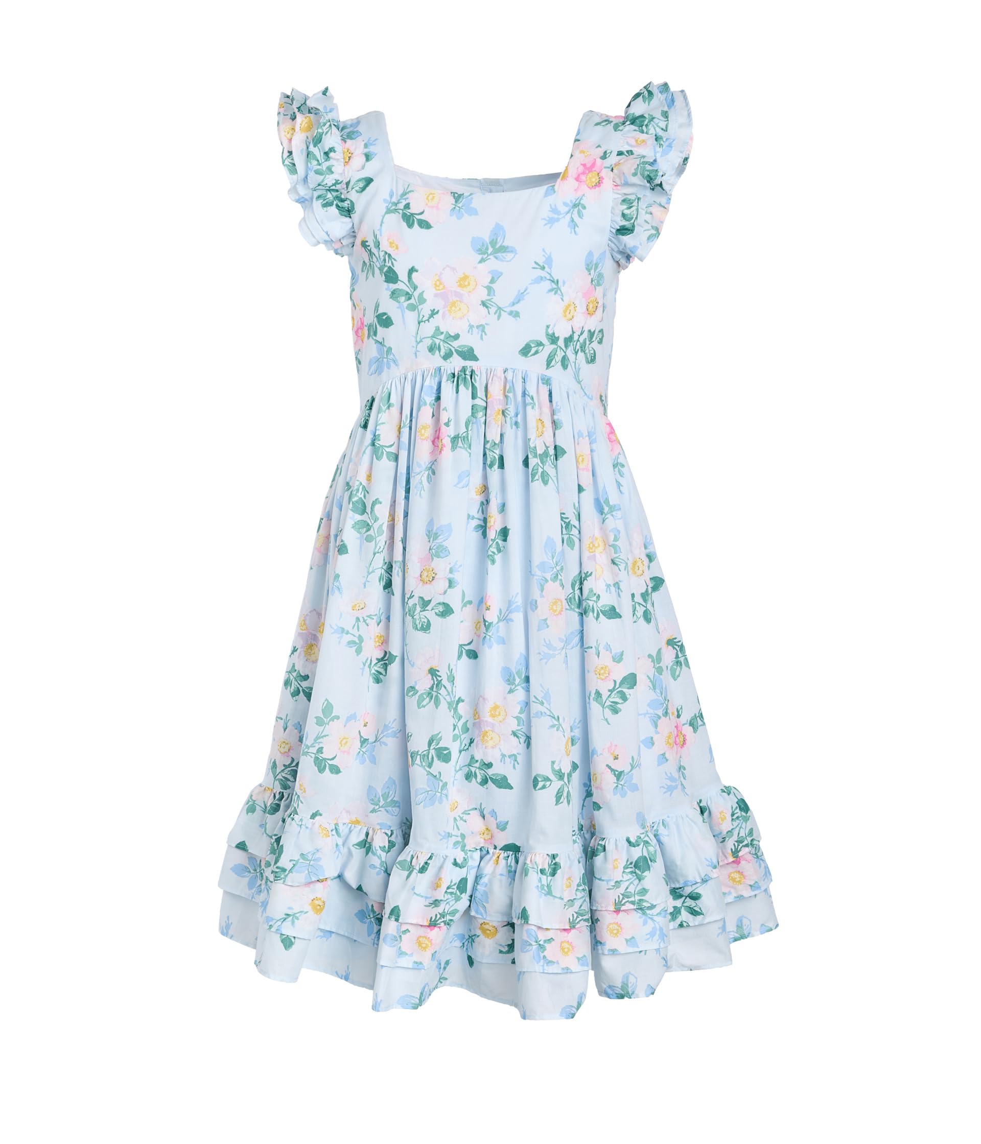 Flutter Sleeve Floral Dress (Toddler/Little Kids/Big Kids)