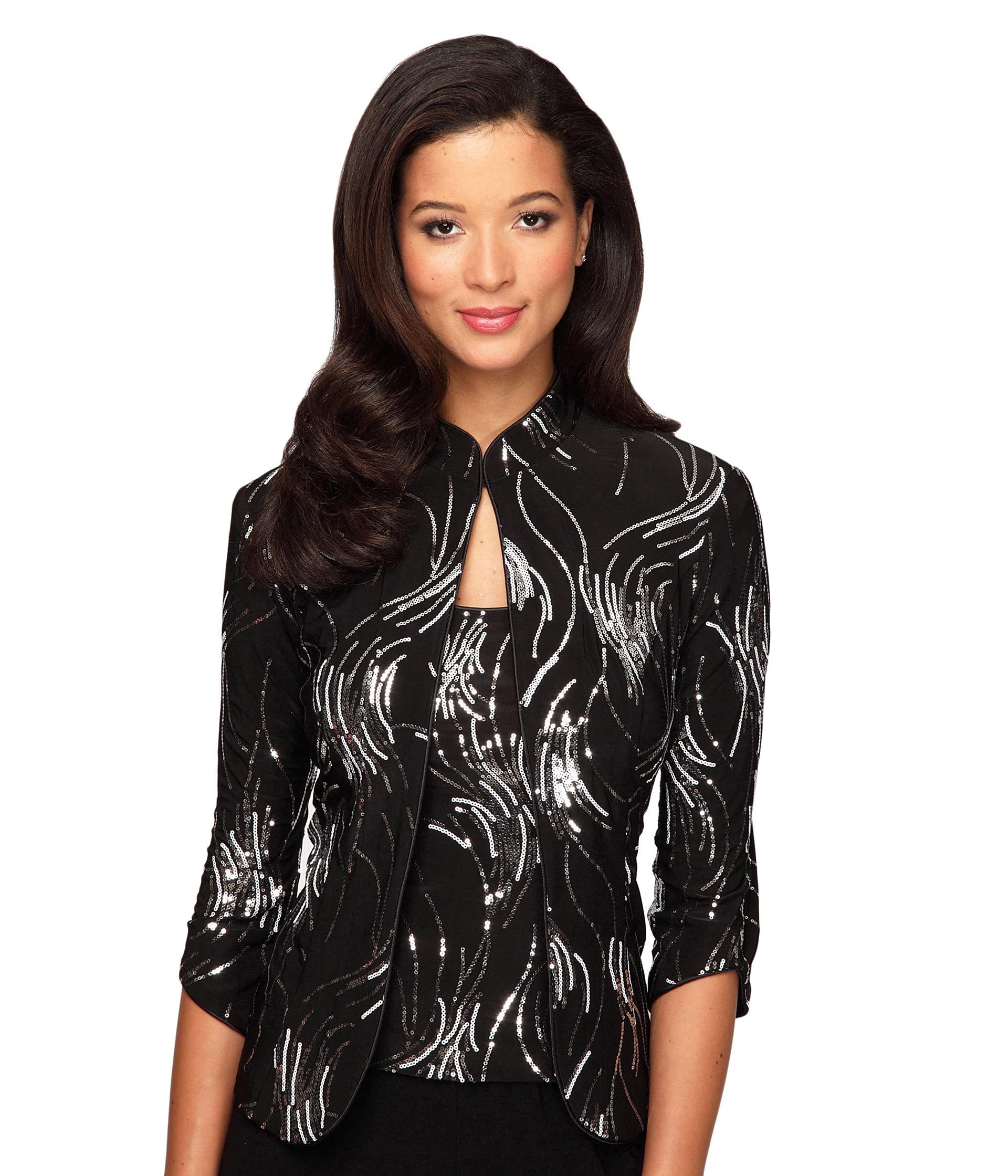 Women's Mandarin Neck Twinset Tank Top and Jacket Petite Regular