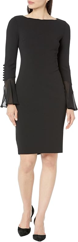 Женское платье Calvin Klein Chiffon Bell Sleeve Sheath